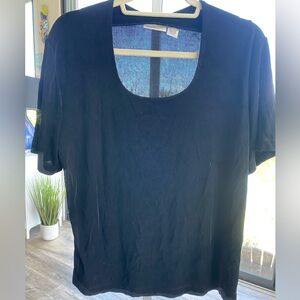 Chico’s Travelers Black Short Sleeve scoop Neck Tee Top, 3/16/XL